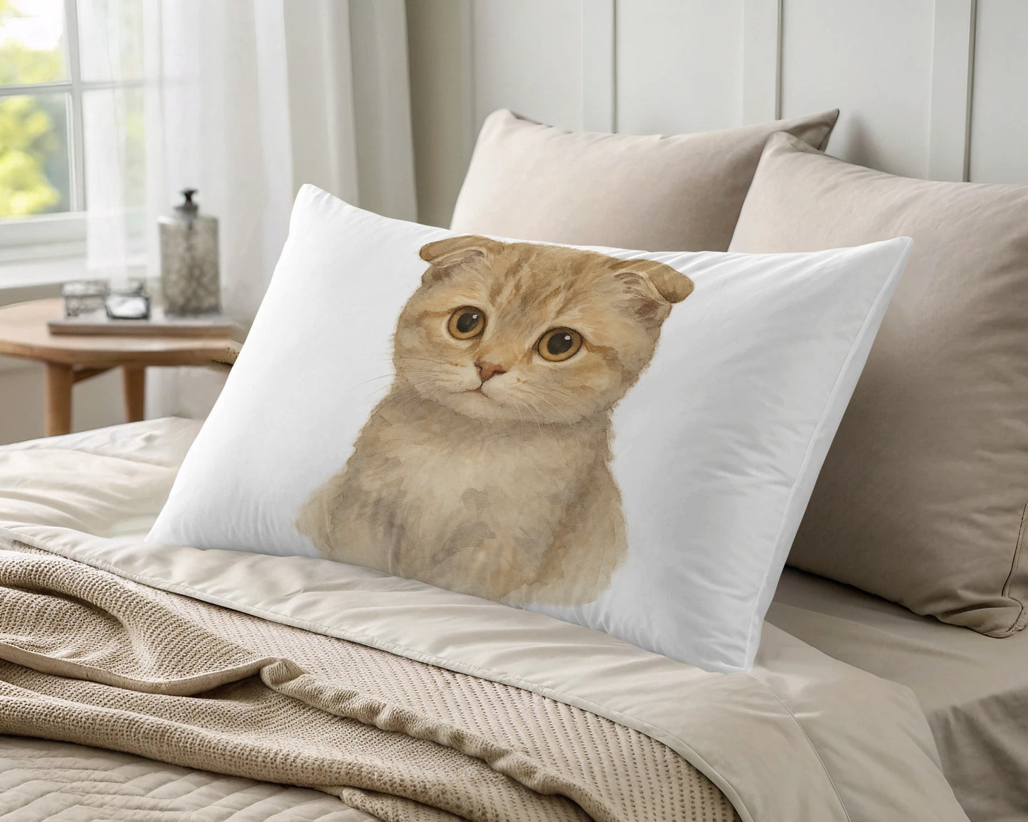 Cute Scottish Fold Kitten Print Design on Pillow product