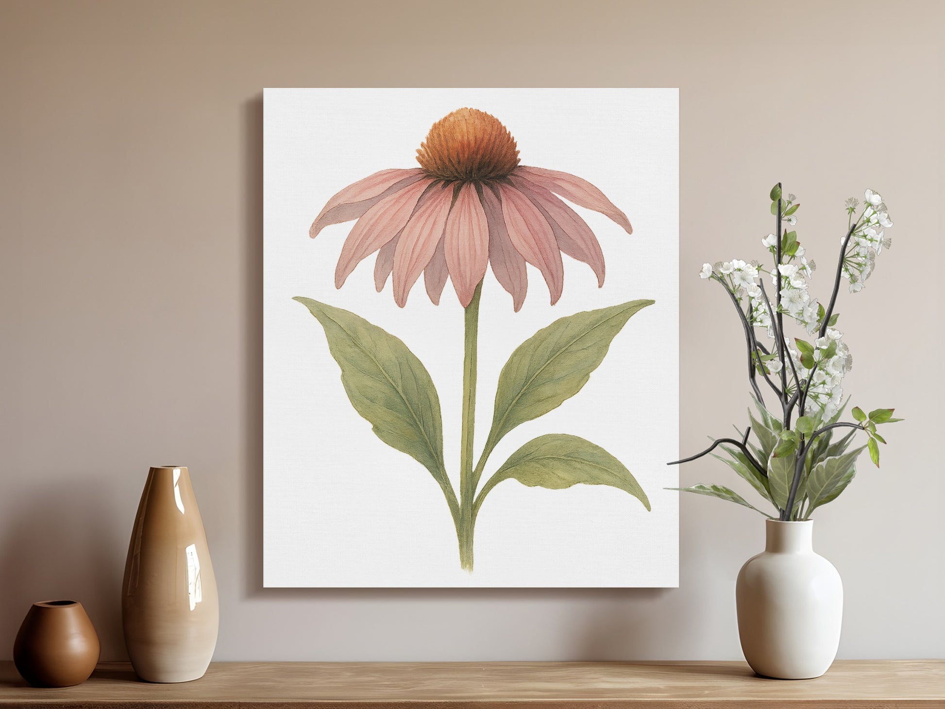 Botanical Art Print with Echinacea Illustration product