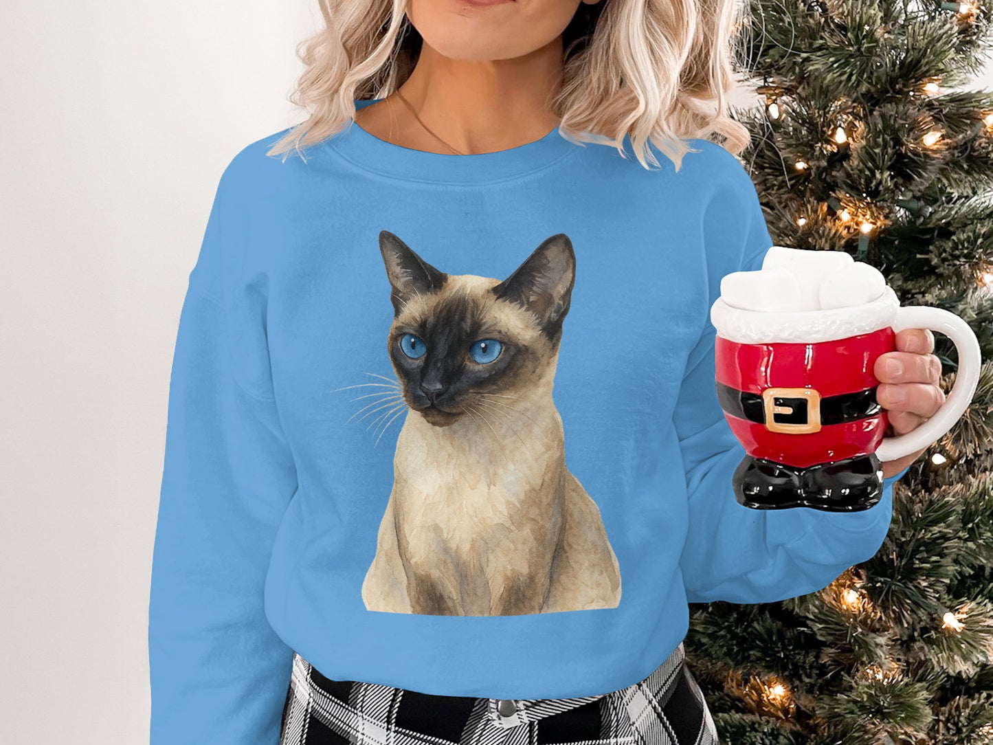Blue Pullover with Realistic Cat Print Sweatshirt product type