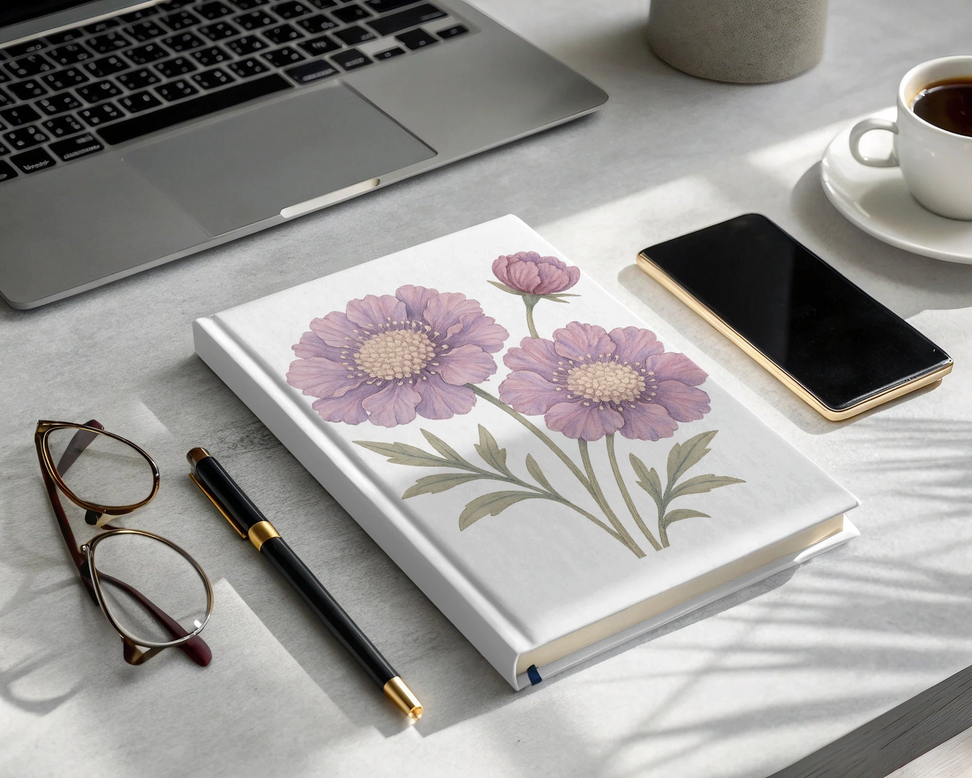 Beautiful Purple Floral Design Hardcover Notebook product
