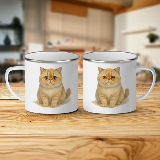Cute Orange Cat Print Enamel Camping Mug Set product type