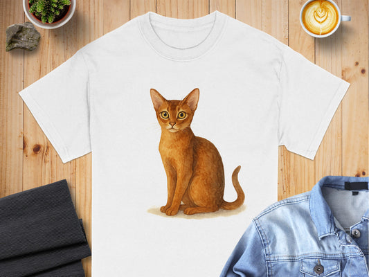 Adorable Brown Cat Graphic White Tee Shirt product