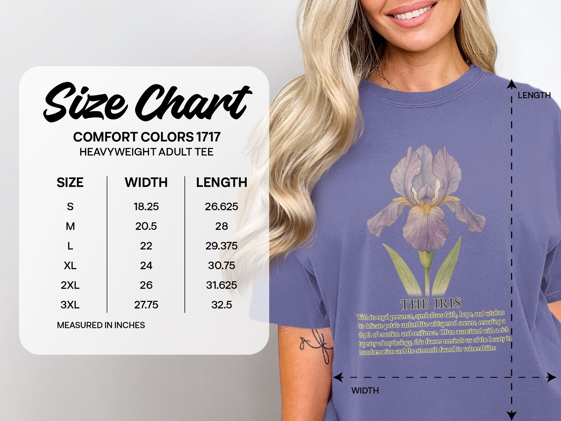 The Iris Flower Graphic on Comfort Colors Adult Tee product
