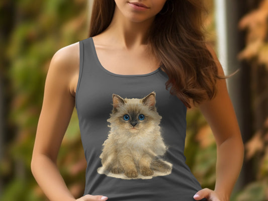 Cute Kitten Graphic Design Gray Tank Top product type