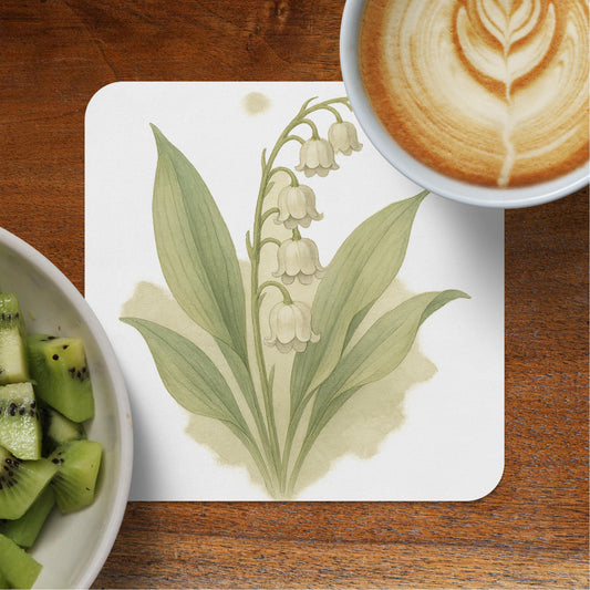Floral Lily of the Valley Botanical Art Coaster product
