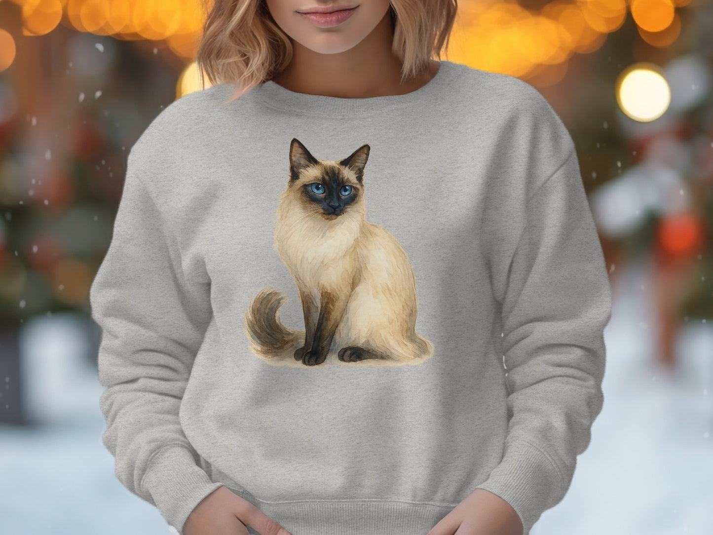 Cute Siamese Cat Graphic Sweatshirt Fashion Product