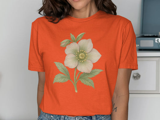 Floral Graphic on Vibrant Orange T-Shirt product type