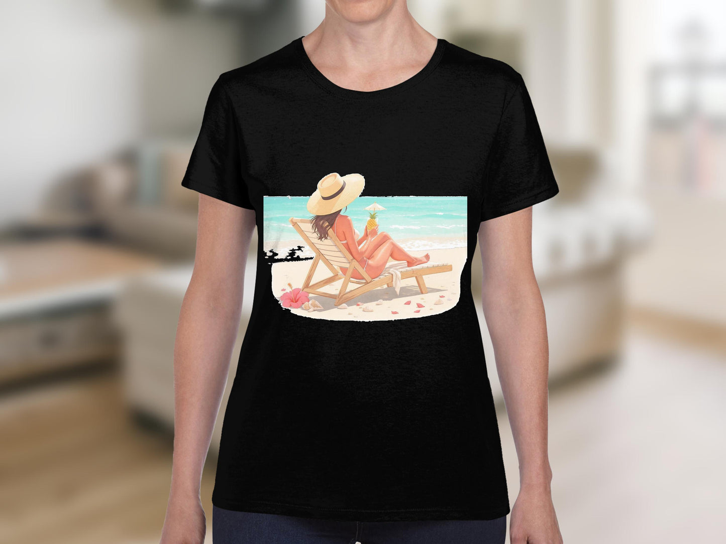 Beach Scene Relaxation T-shirt with Seaside Design product