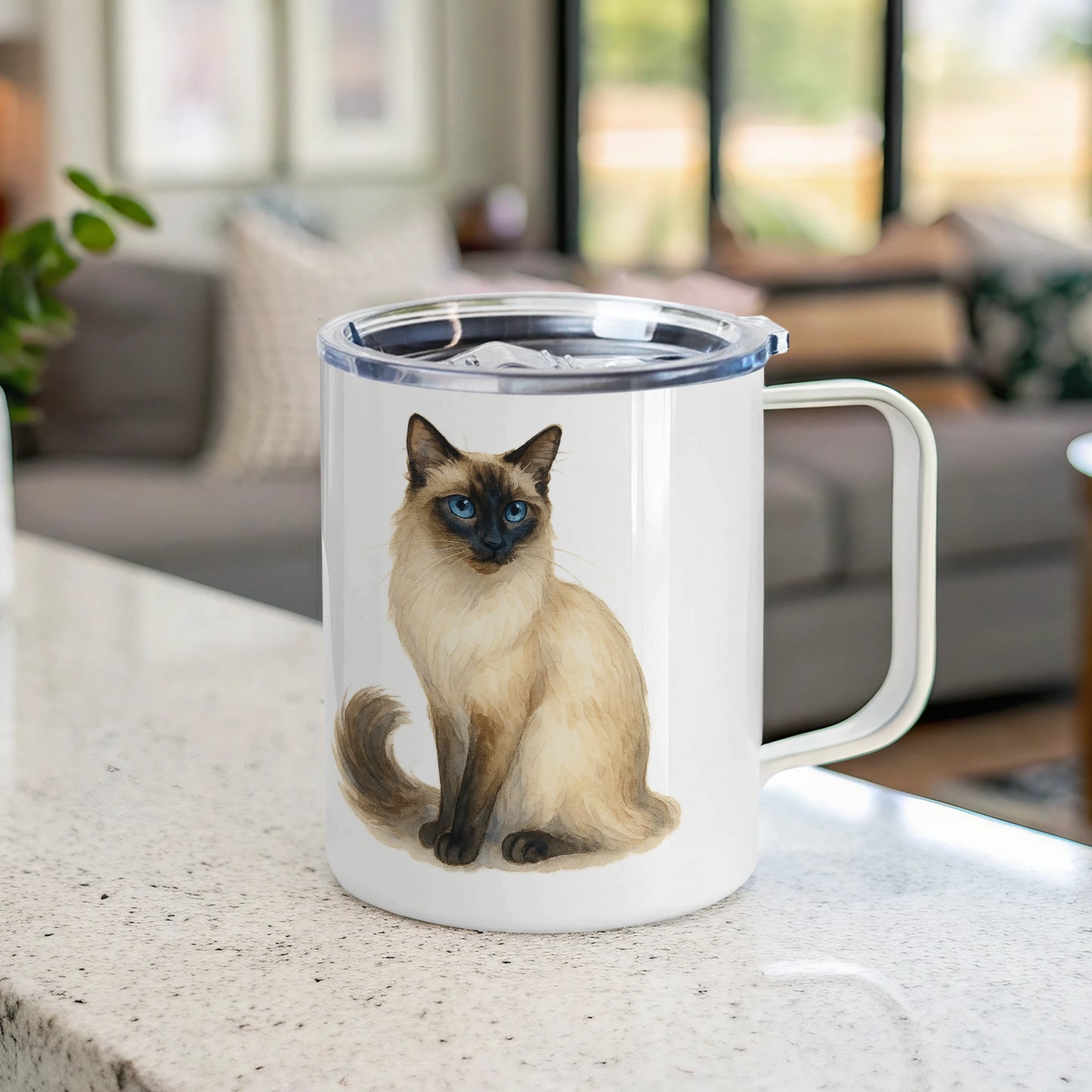 Siamese Cat Print Insulated Mug for Coffee Product
