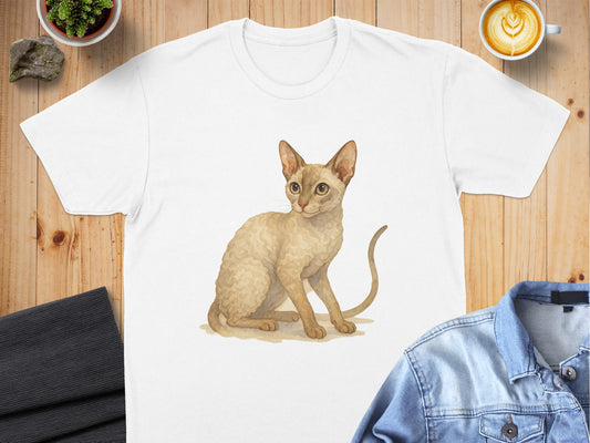 Adorable Cat Print Illustration White T-shirt product