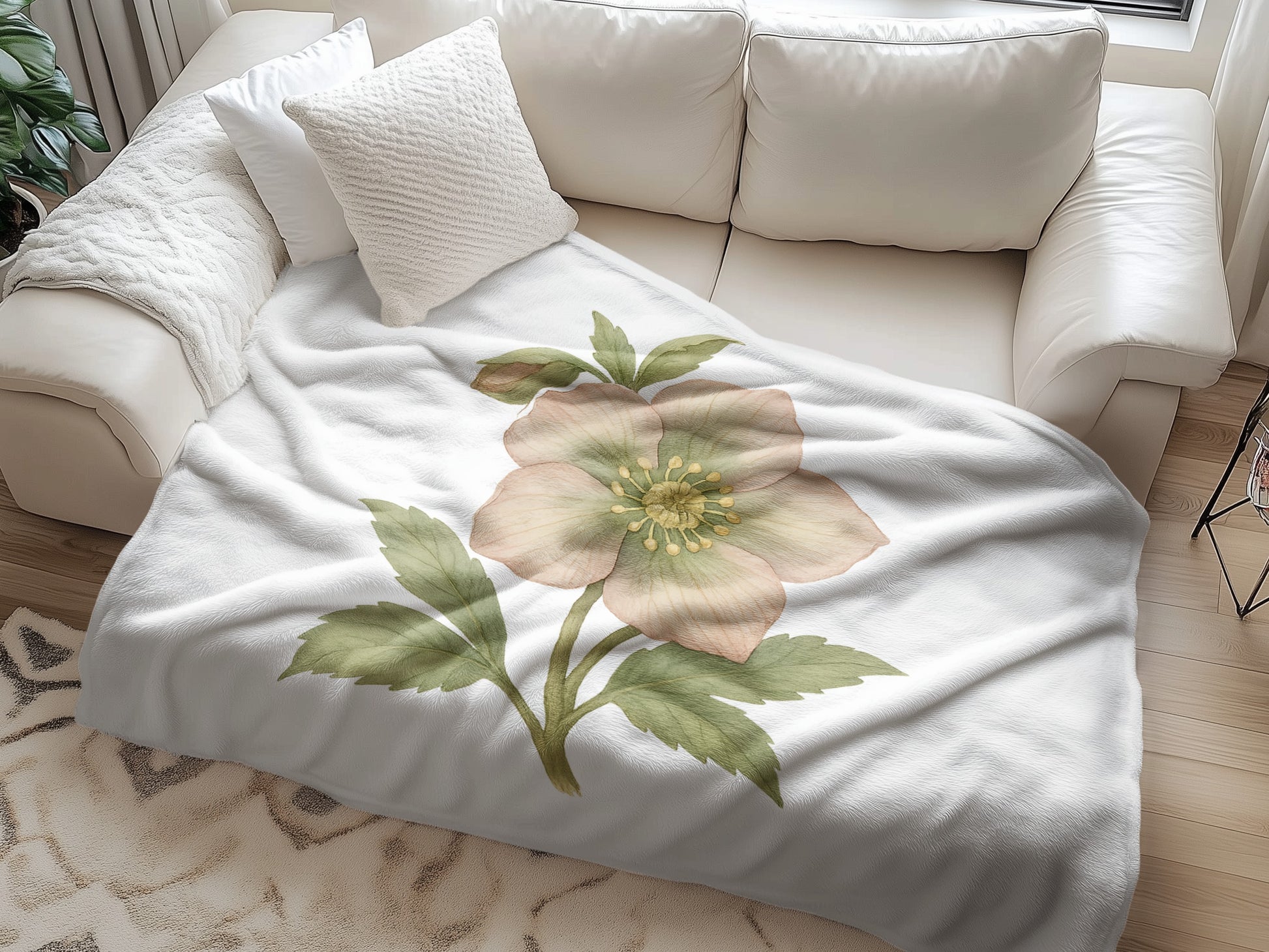 Elegant Floral Printed Blanket for Home Decor product type