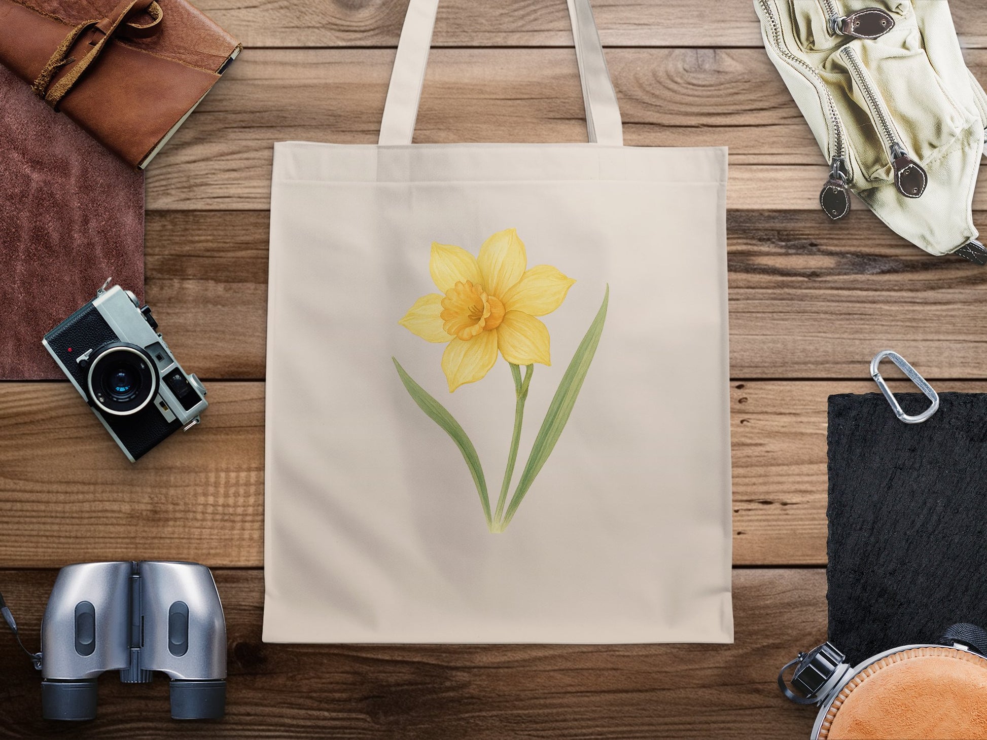 Elegant Yellow Flower Print Tote Bag product type