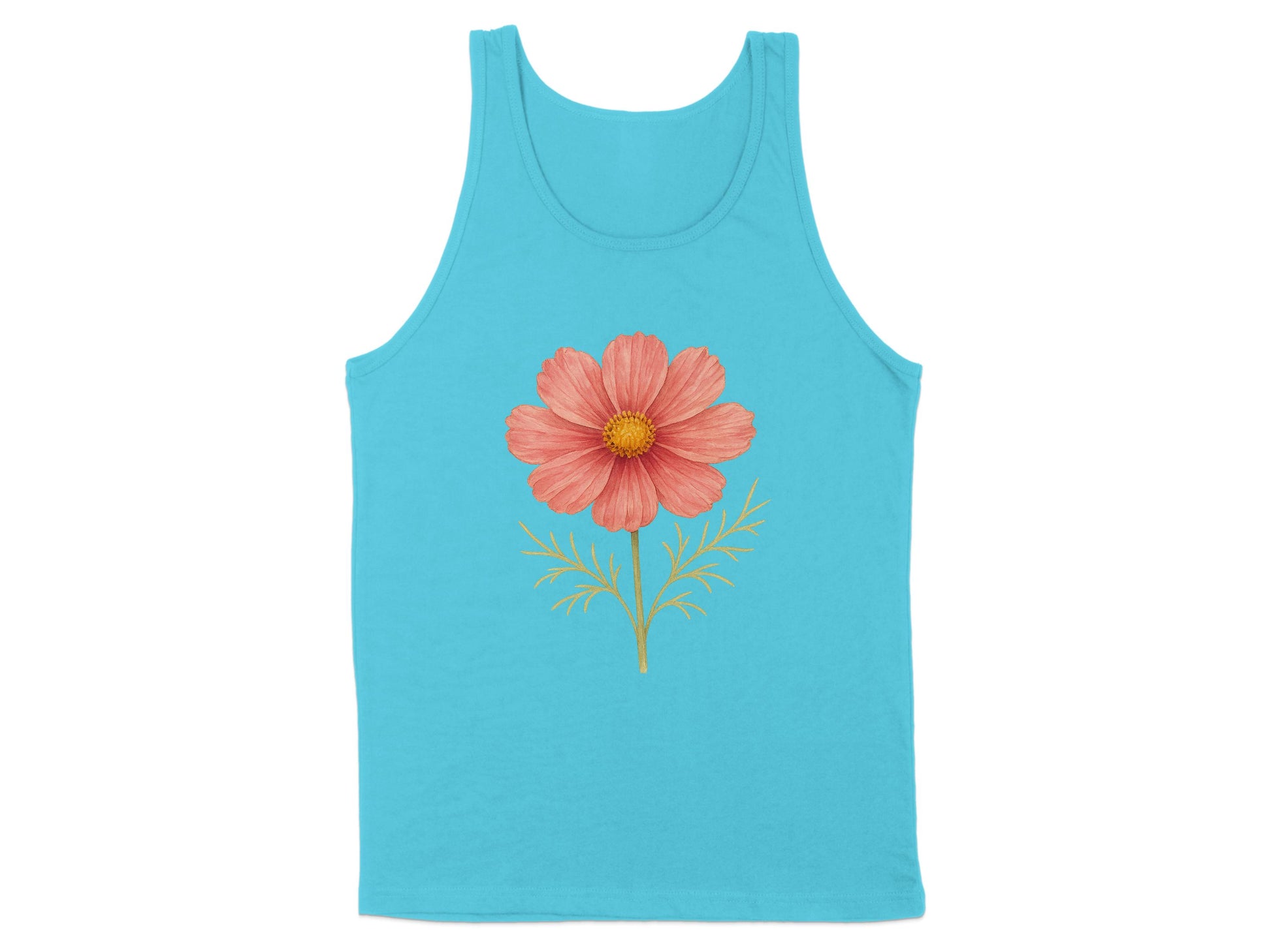 Bright Floral Design on Blue Tank Top product