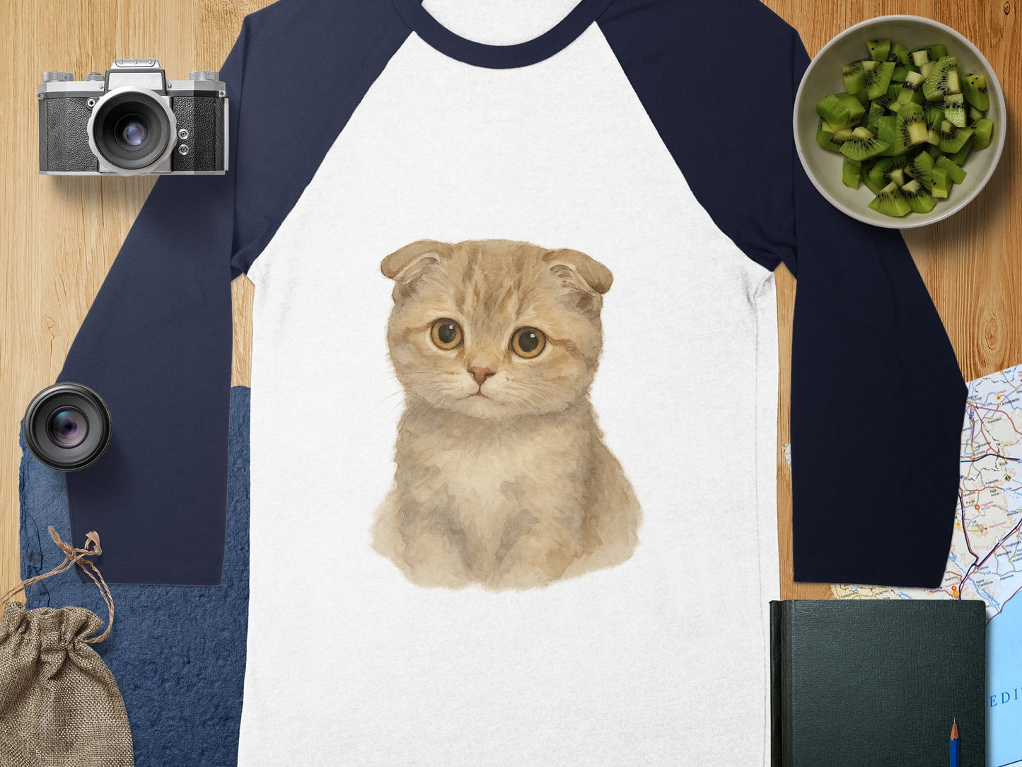 Cute Scottish Fold Kitten Printed T-Shirt product