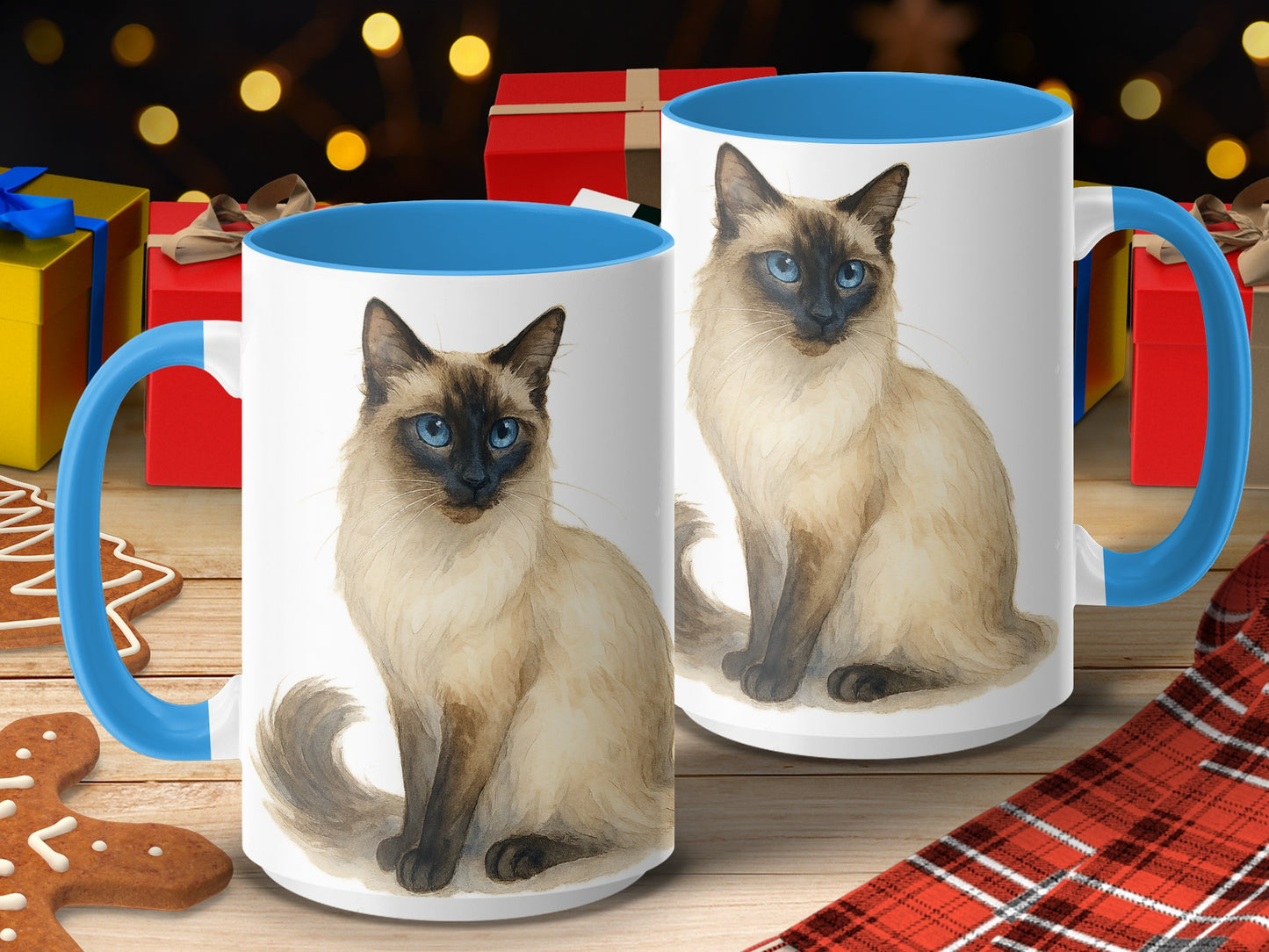 Beautiful Blue-Eyed Siamese Cat Design Mug product type