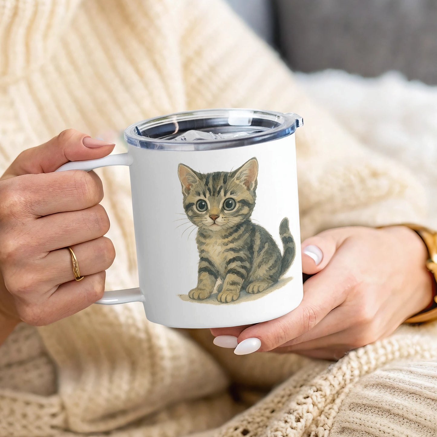Cute Kitten Artwork Design Printed Coffee Mug product type