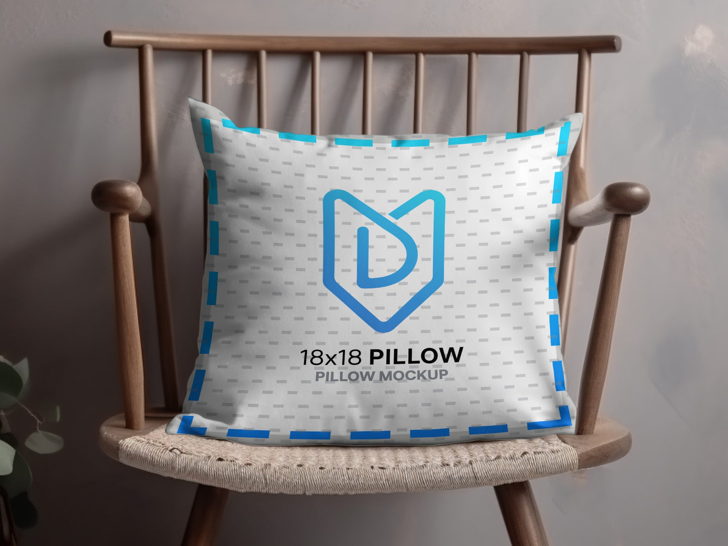 18x18 White Pillow with Blue Logo Home Decor product