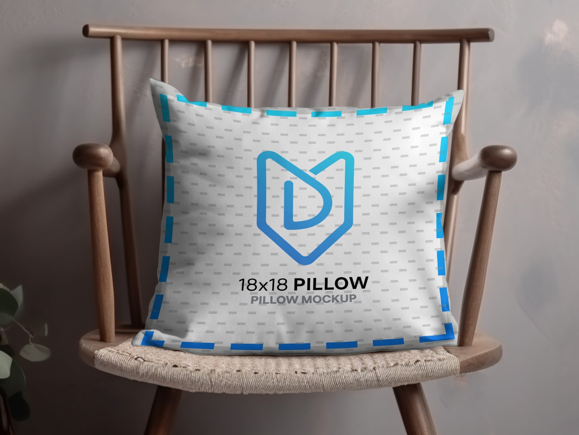 18x18 White Pillow with Blue Logo Home Decor product