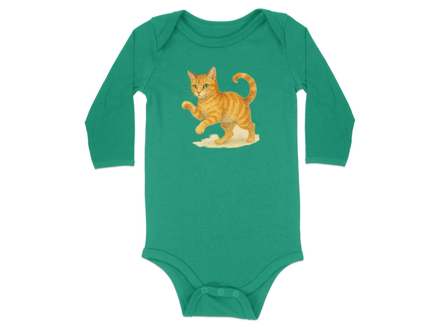 Adorable Green Onesie with Playful Cat Design Onesie product