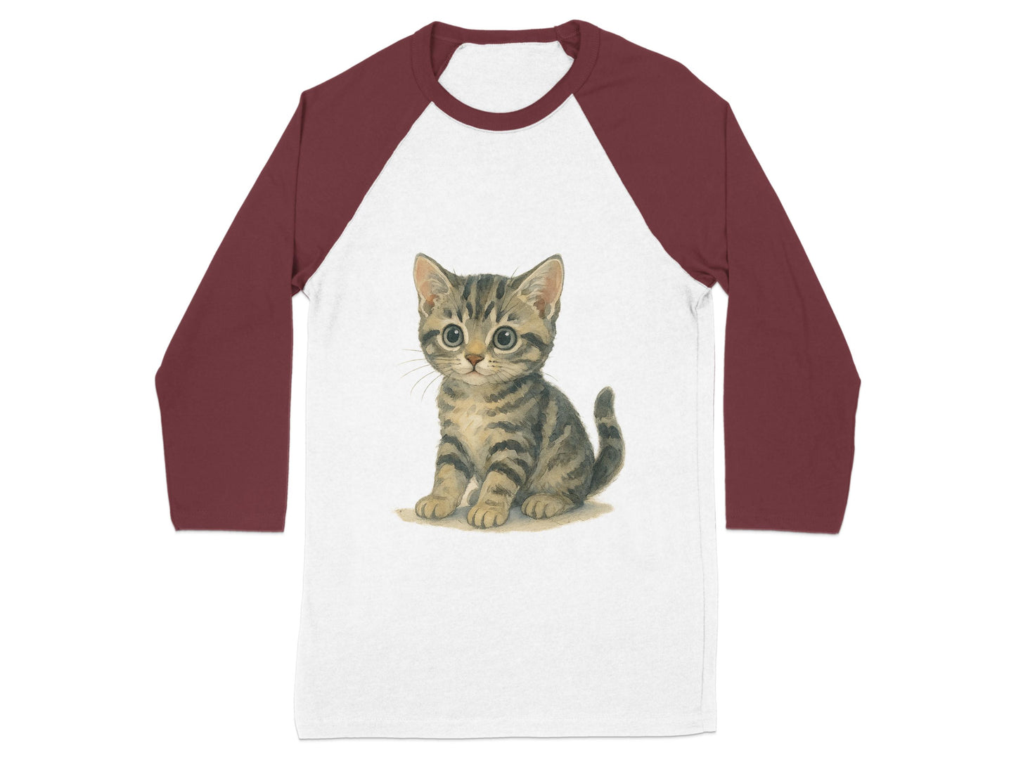 Cute Kitten Print Long Sleeve Raglan Shirt product