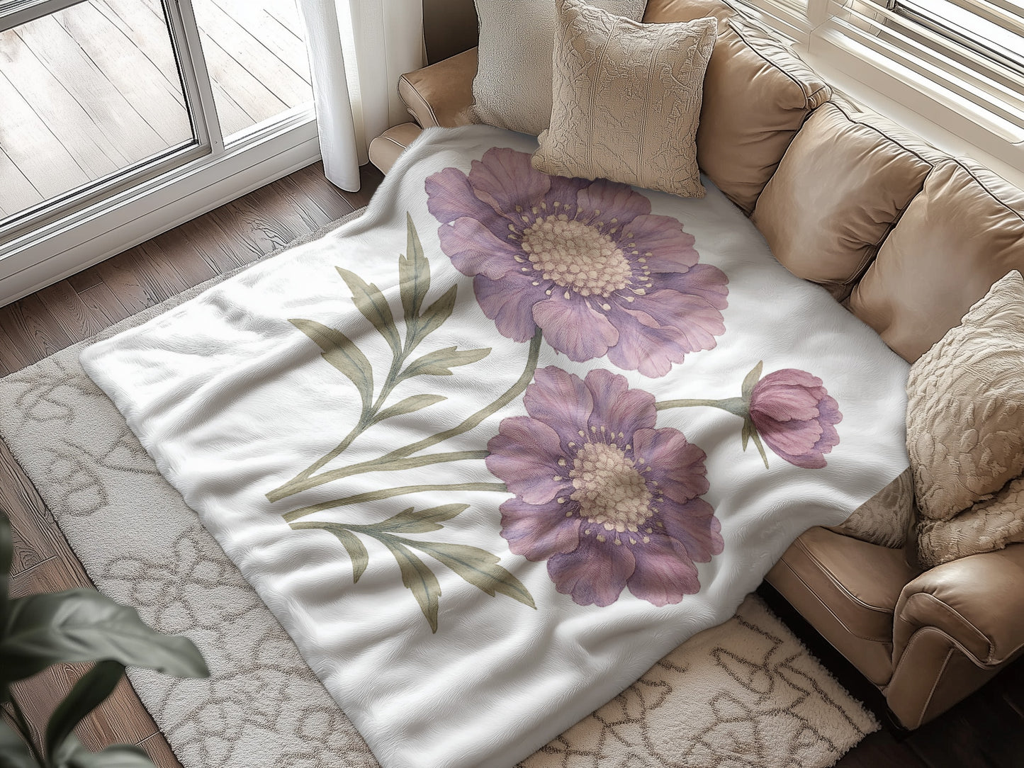 Soft Cozy Purple Floral Pattern Blanket product