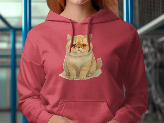 Cute Cat Illustration on Pink Hoodie product