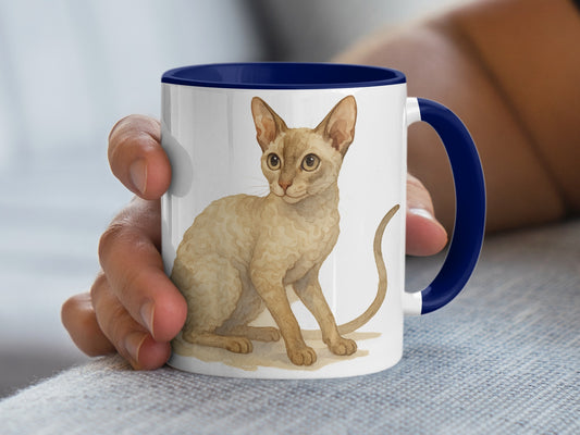 Cute Cat Artwork on Blue Handled Mug product