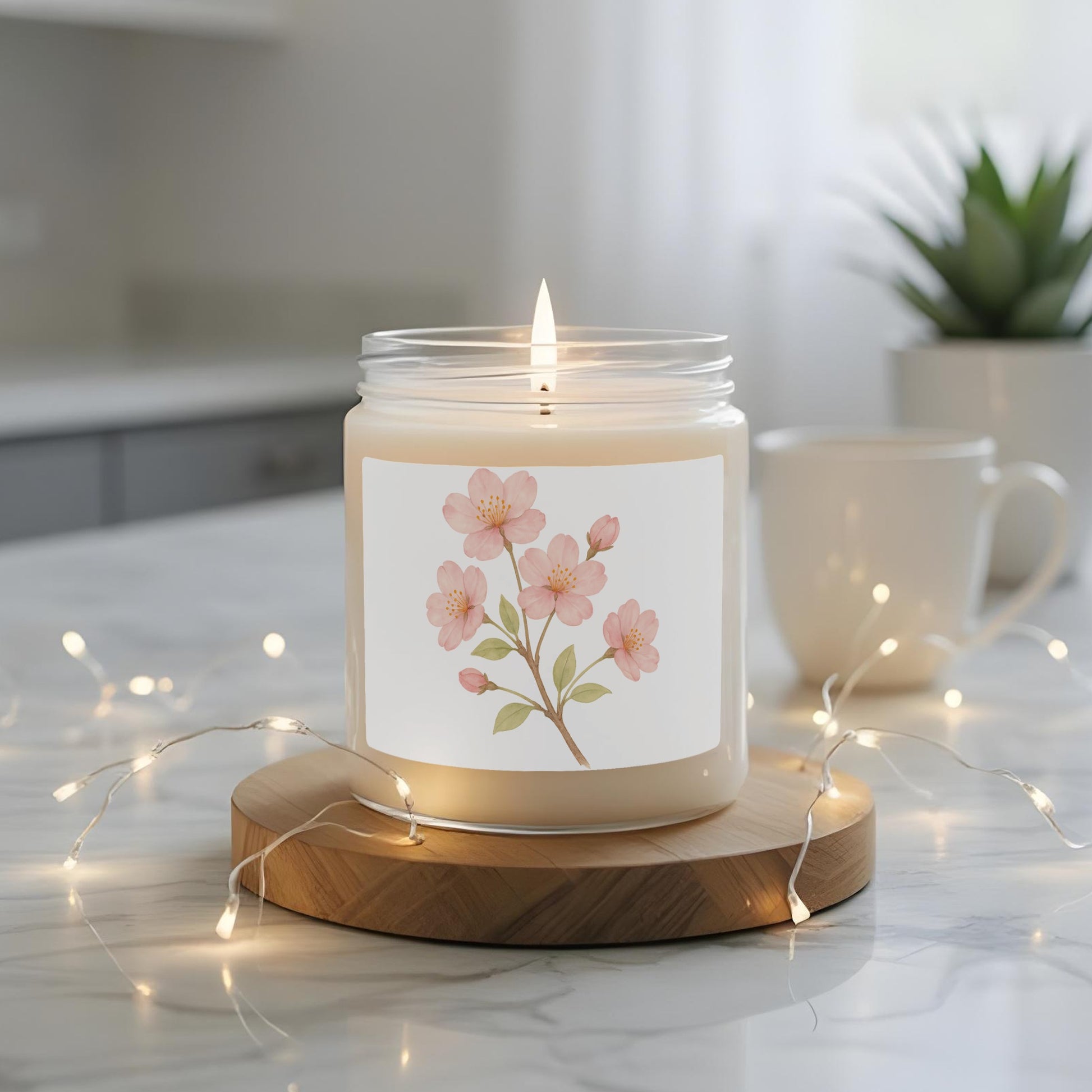 Cherry Blossom Scented Candle with Floral Design product