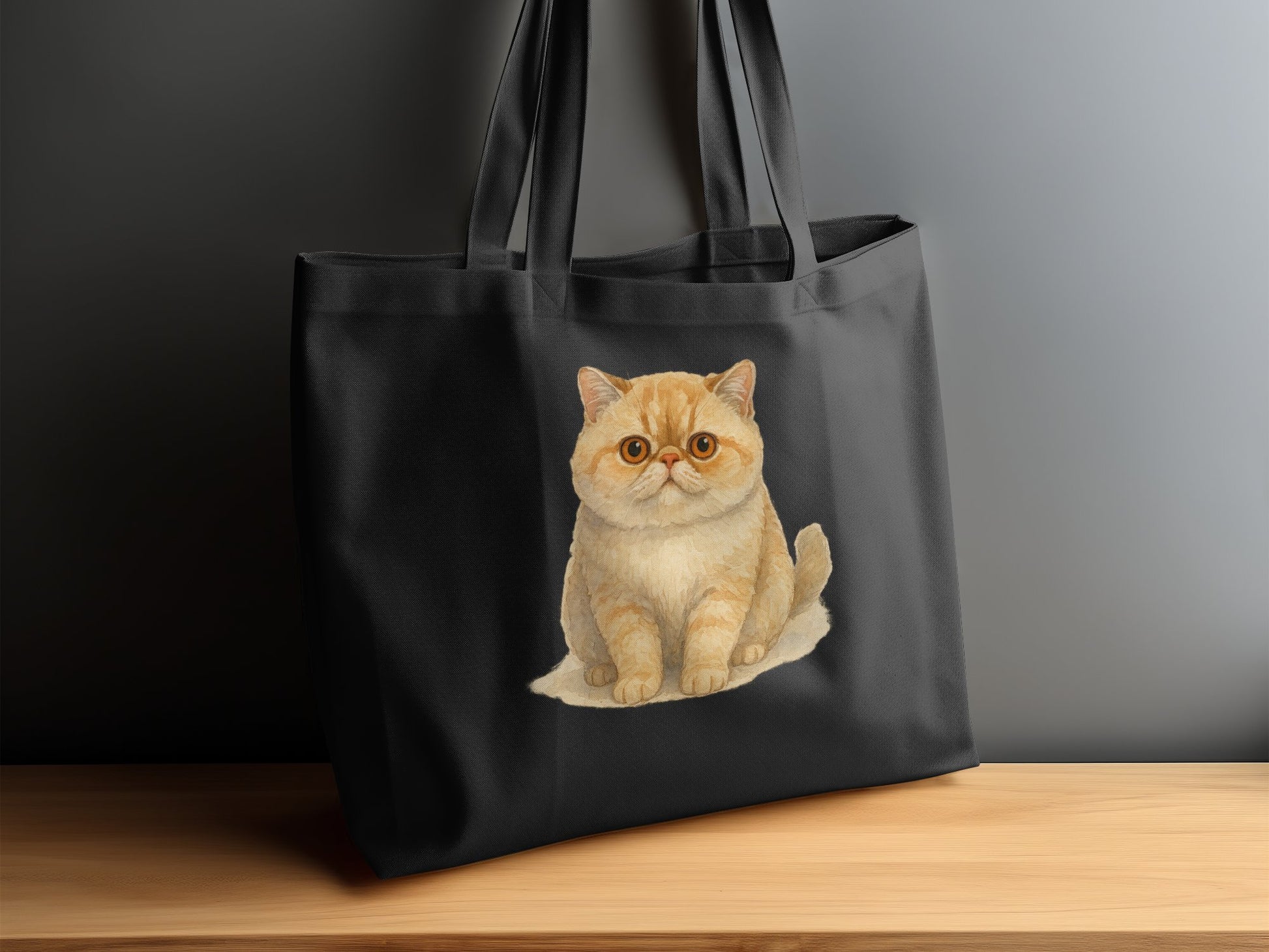 Adorable Cat Print Black Canvas Tote Bag product type