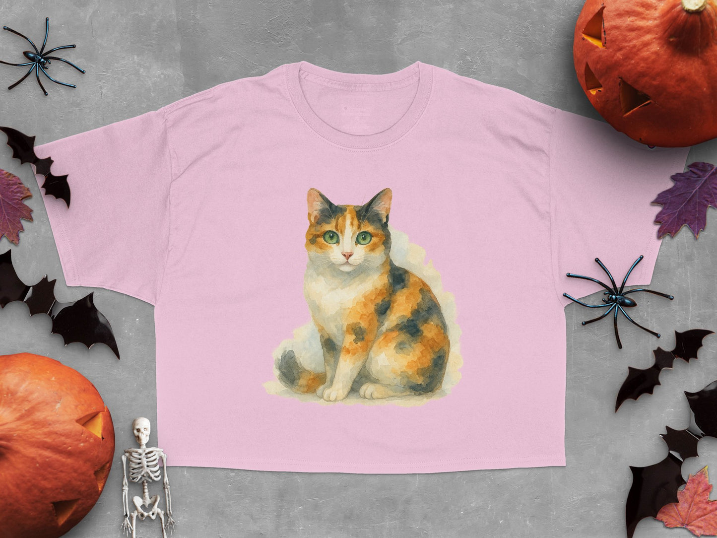 Calico Cat Visual Unique Halloween Crop Top product type