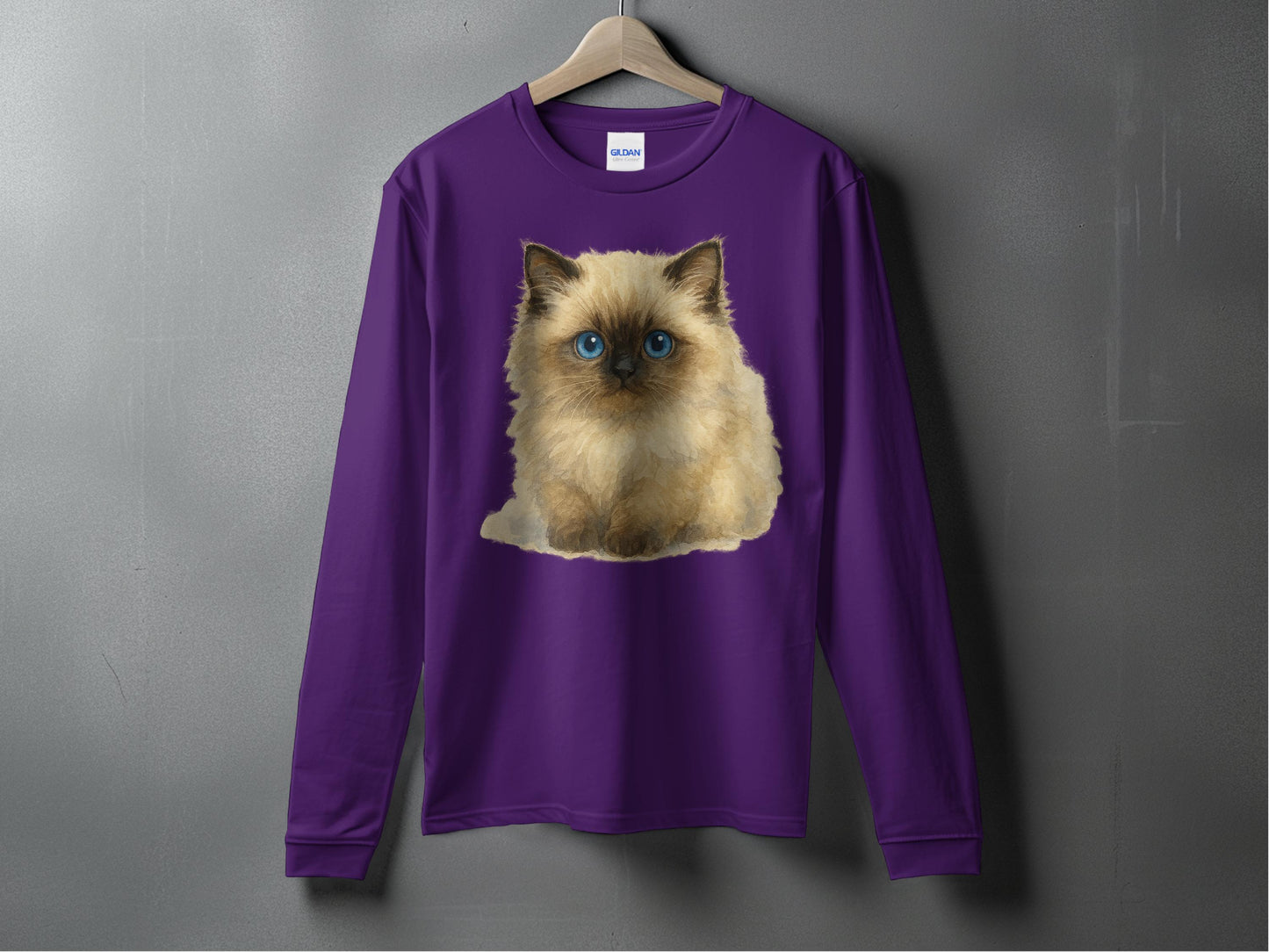 Adorable Blue-Eyed Cat Graphic Long Sleeve Shirt product