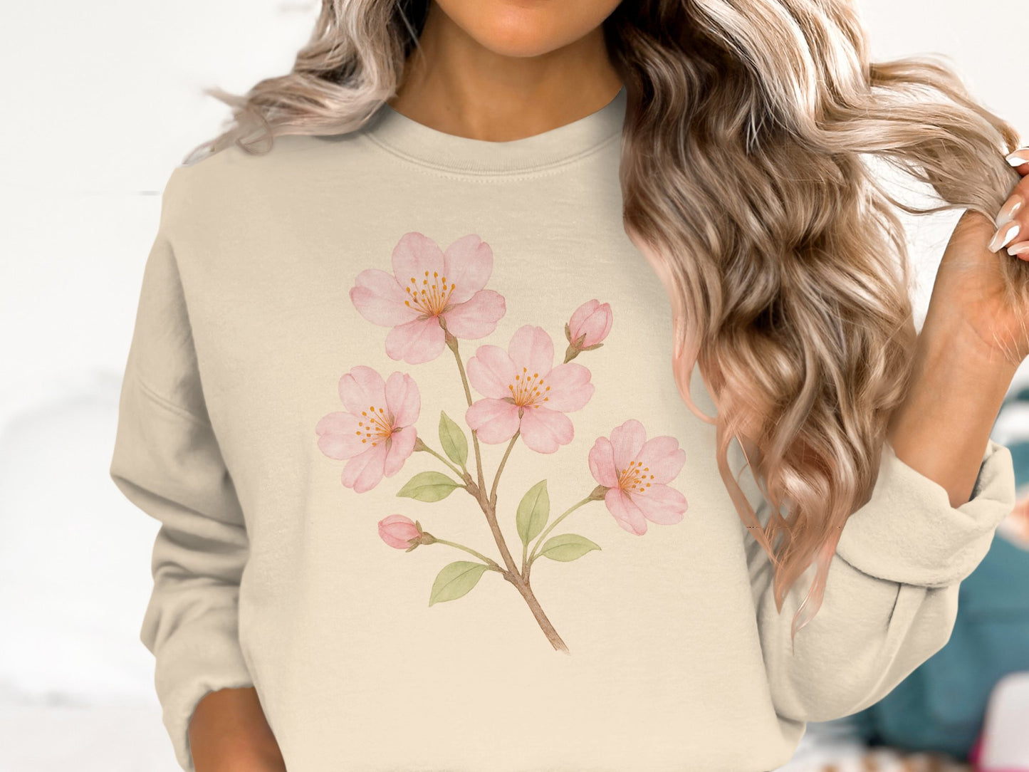 Casual Sweatshirt with Pink Floral Design product type