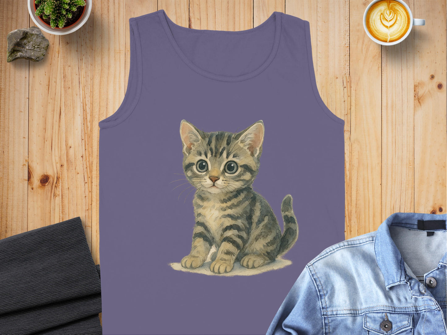 Adorable Kitten Graphics on Purple Tank Top product