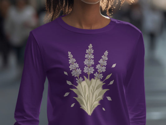 Purple Shirt with Flower Pattern Long Sleeve product