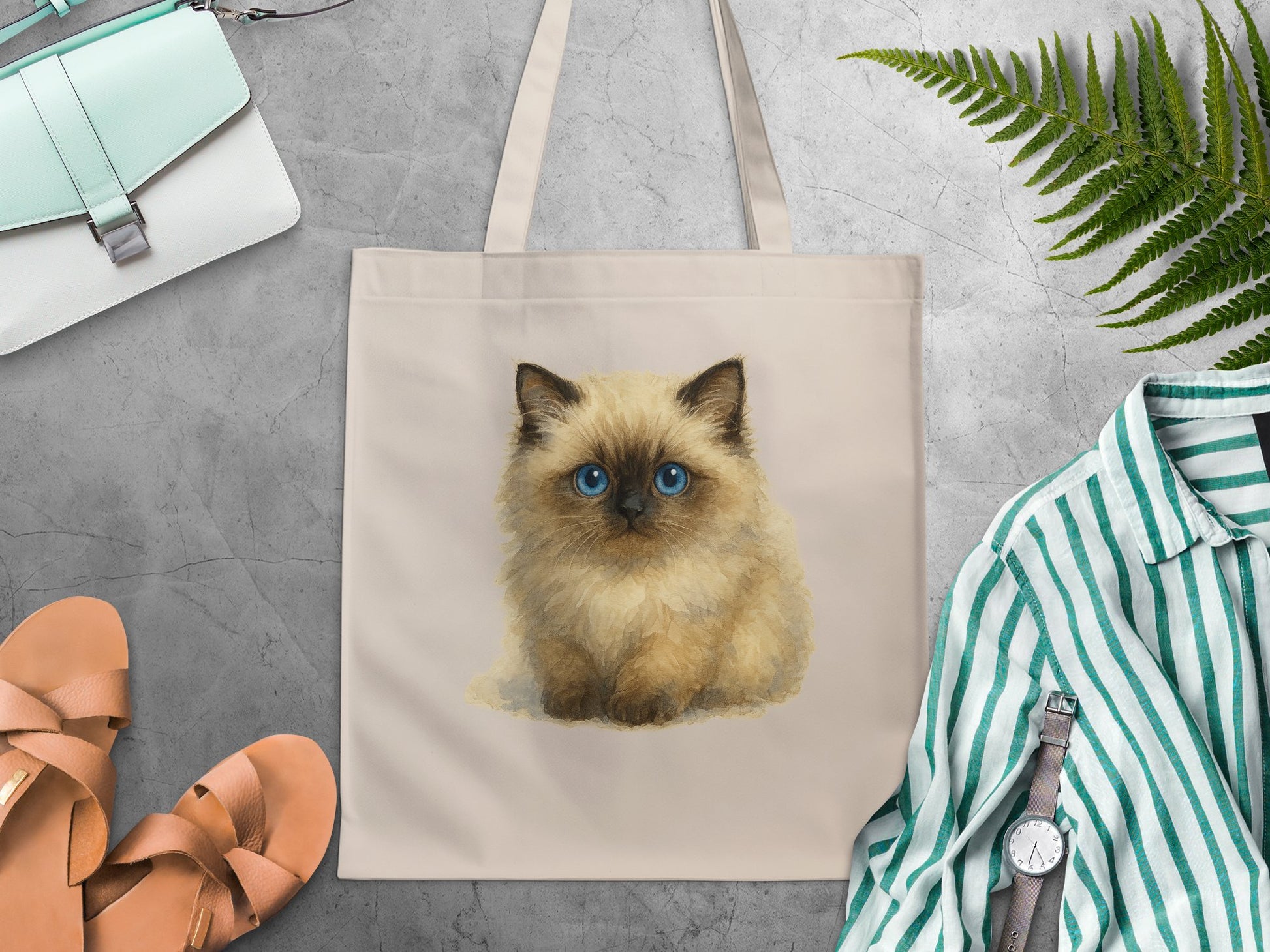 Cute Blue-Eyed Kitten Tote Bag for Cat Lovers product