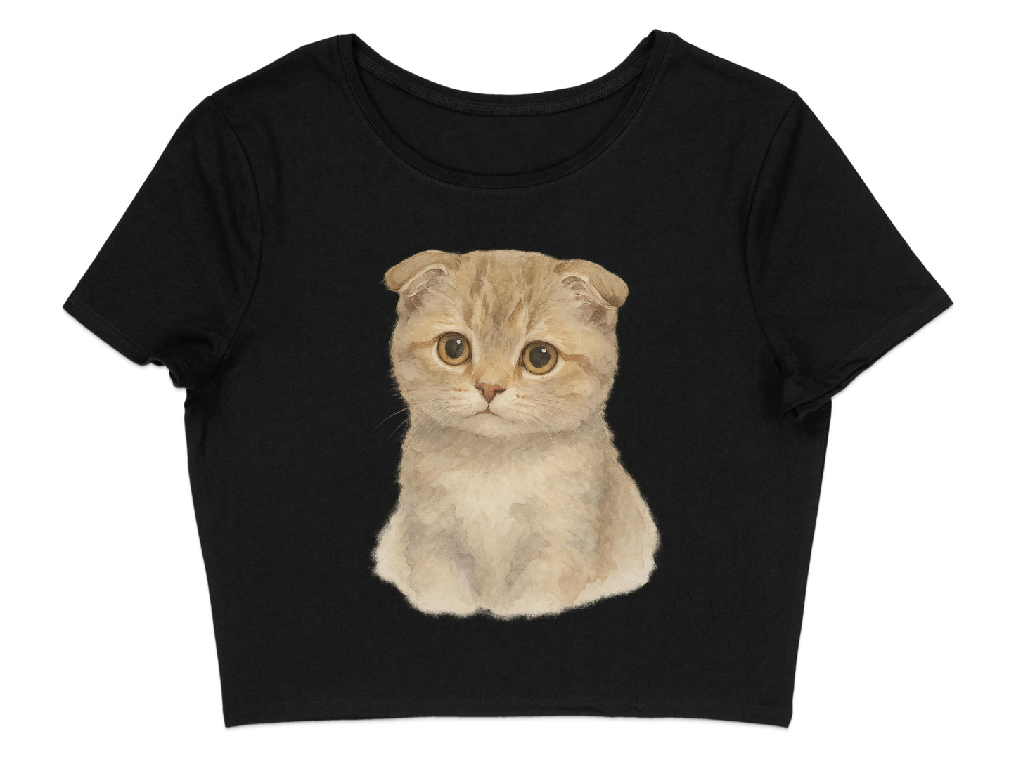 Adorable Kitty Cat Printed Black Crop Top product