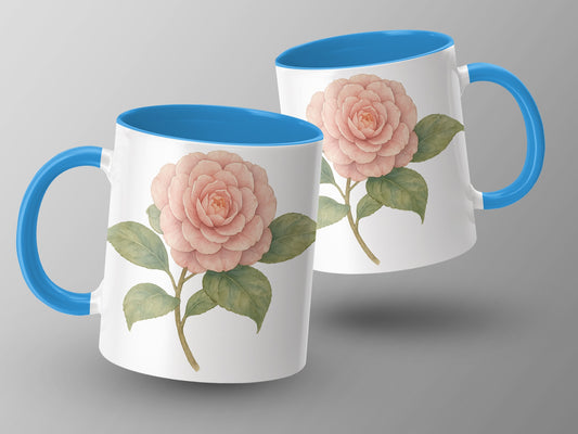 Elegant Floral Design Blue Handle Ceramic Mug product type
