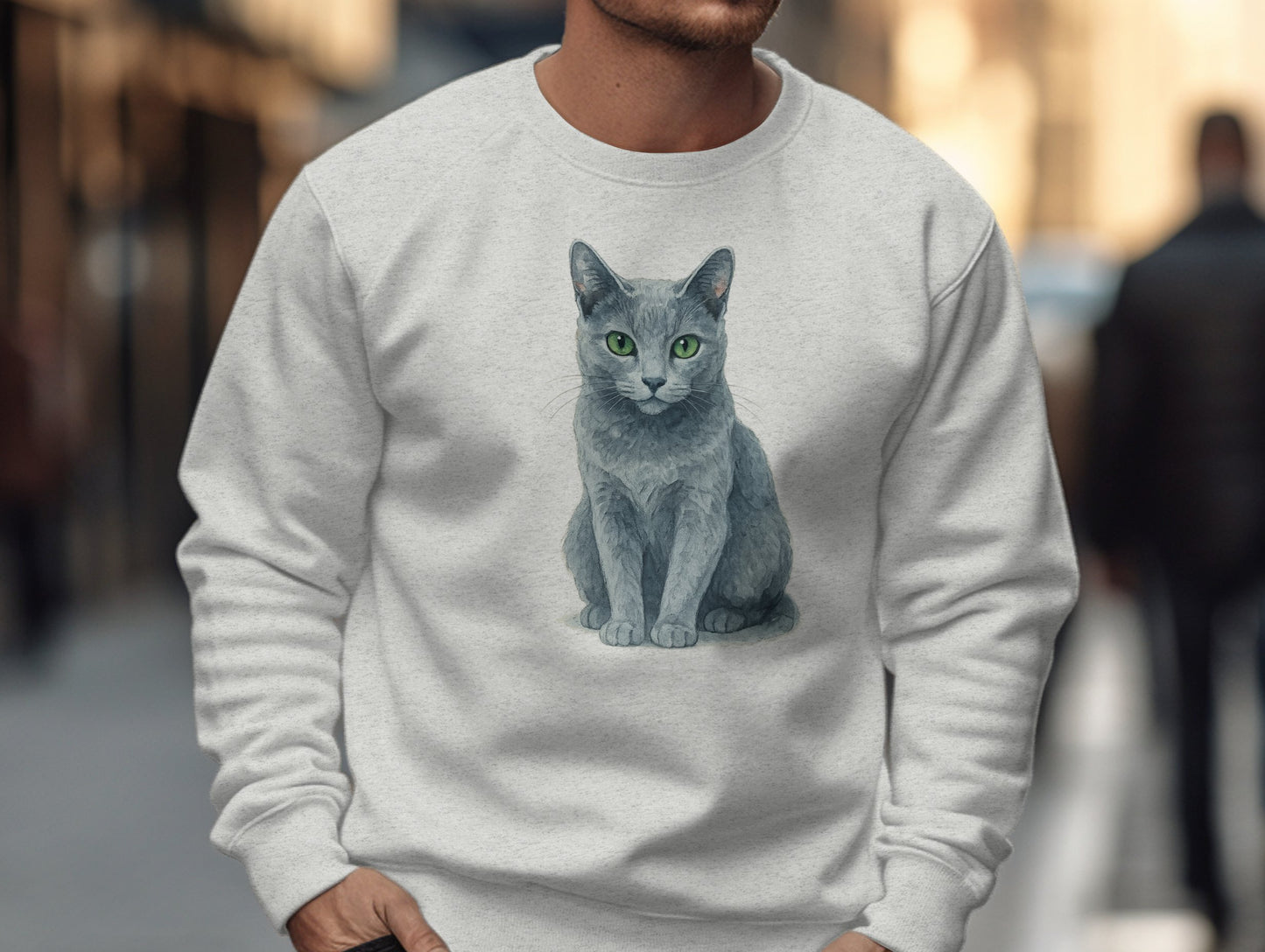 Stylish Sweatshirt Featuring Realistic Cat Design product type
