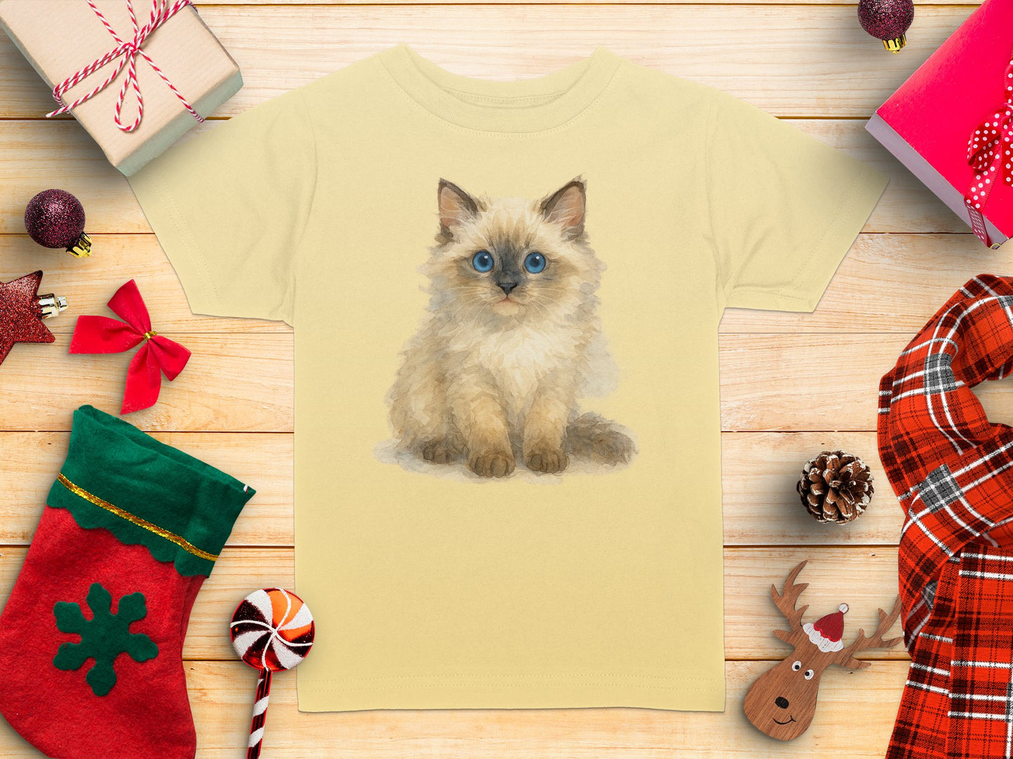 Cute Fluffy Kitten Graphic Design Short Sleeve product type