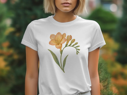 Floral Design Short Sleeve White Casual T-Shirt product