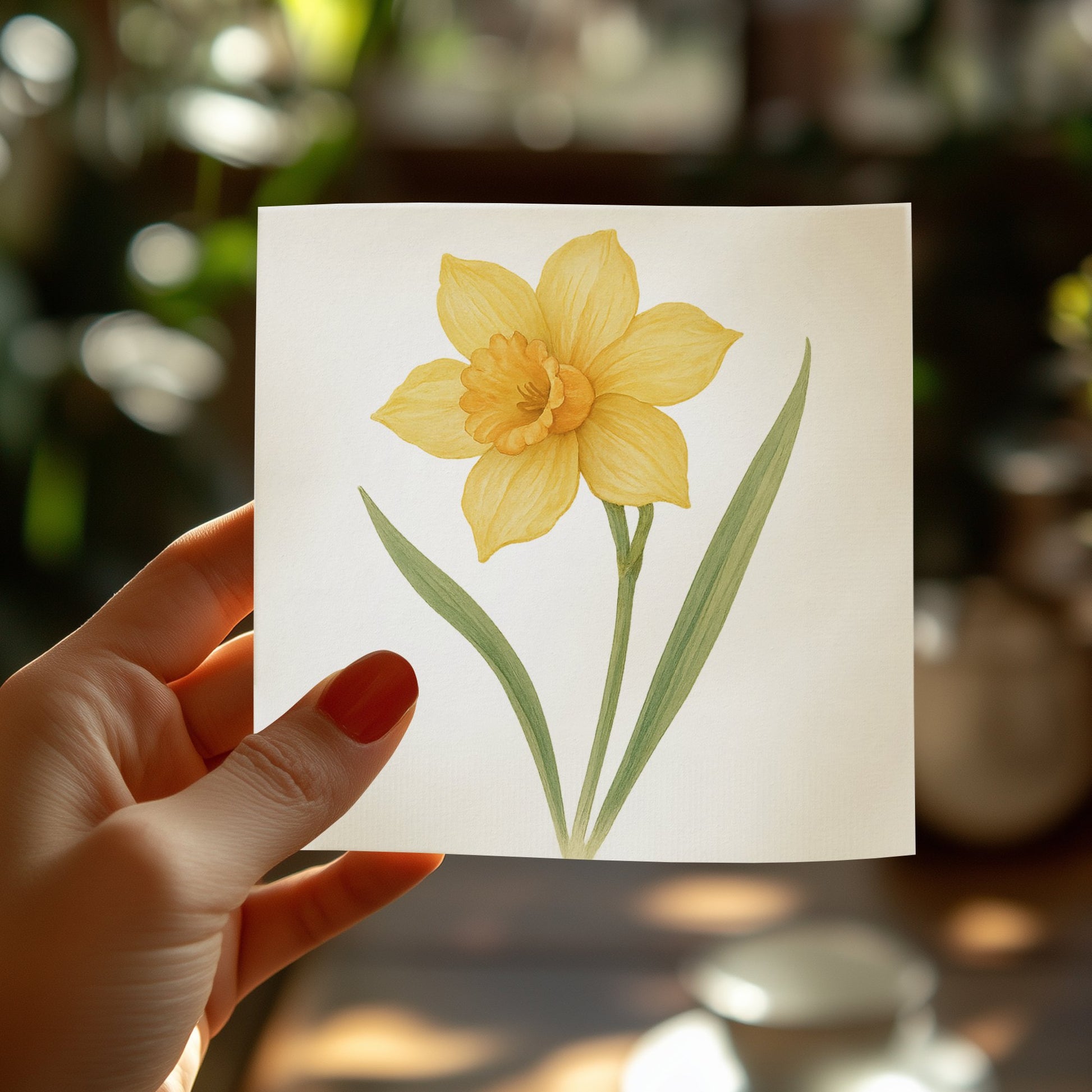 Beautiful Yellow Daffodil Illustration on Blank Card product
