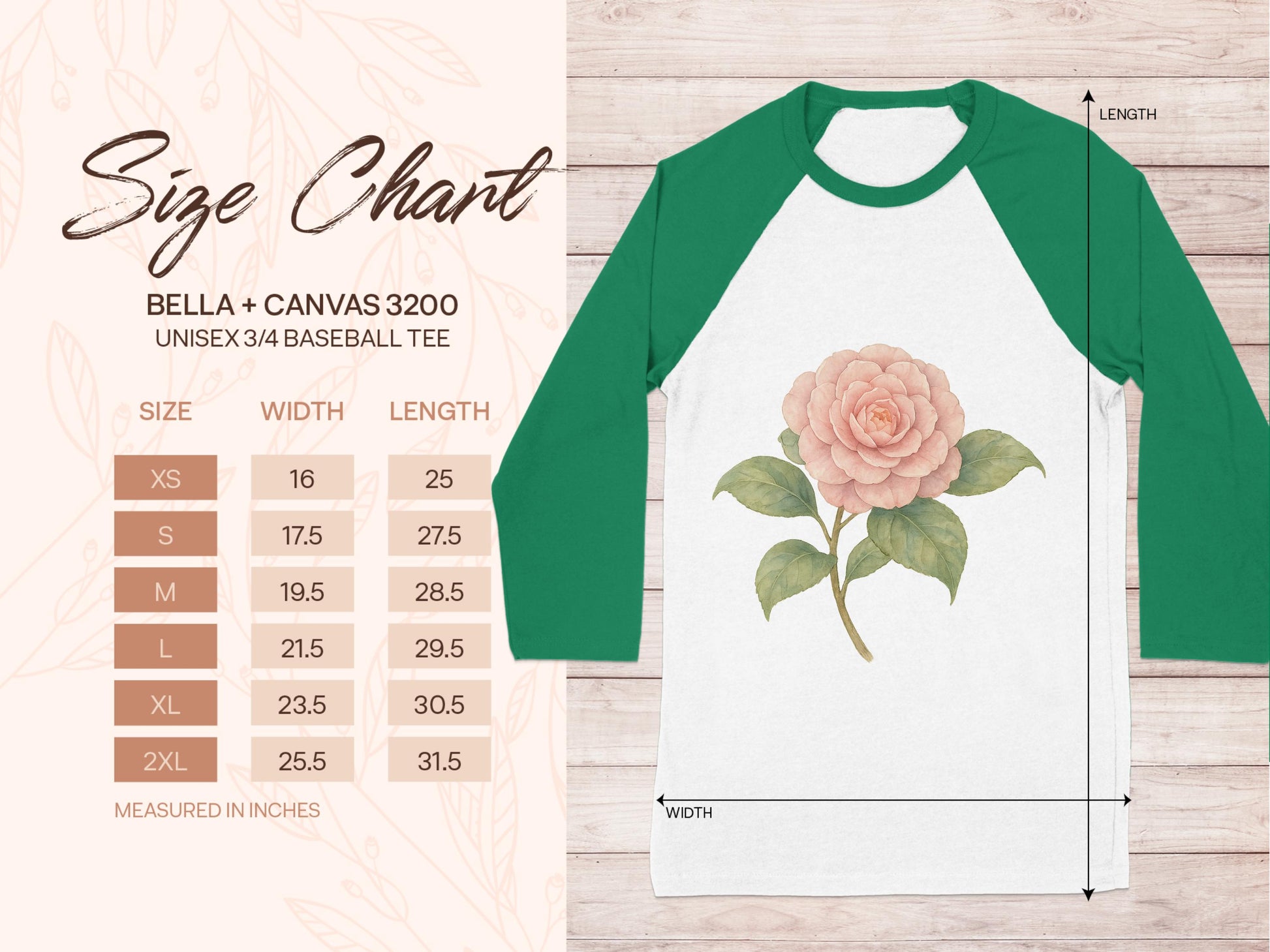 Floral Graphic Unisex 3/4 Sleeve Baseball Tee product