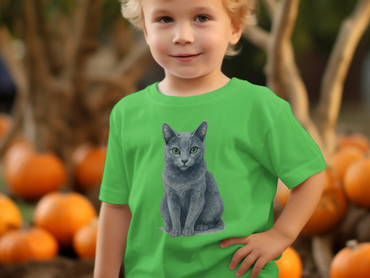 Green Shirt with Realistic Cat Print for Kids product