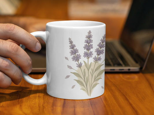 Beautiful Lavender Design White Coffee Mug product type