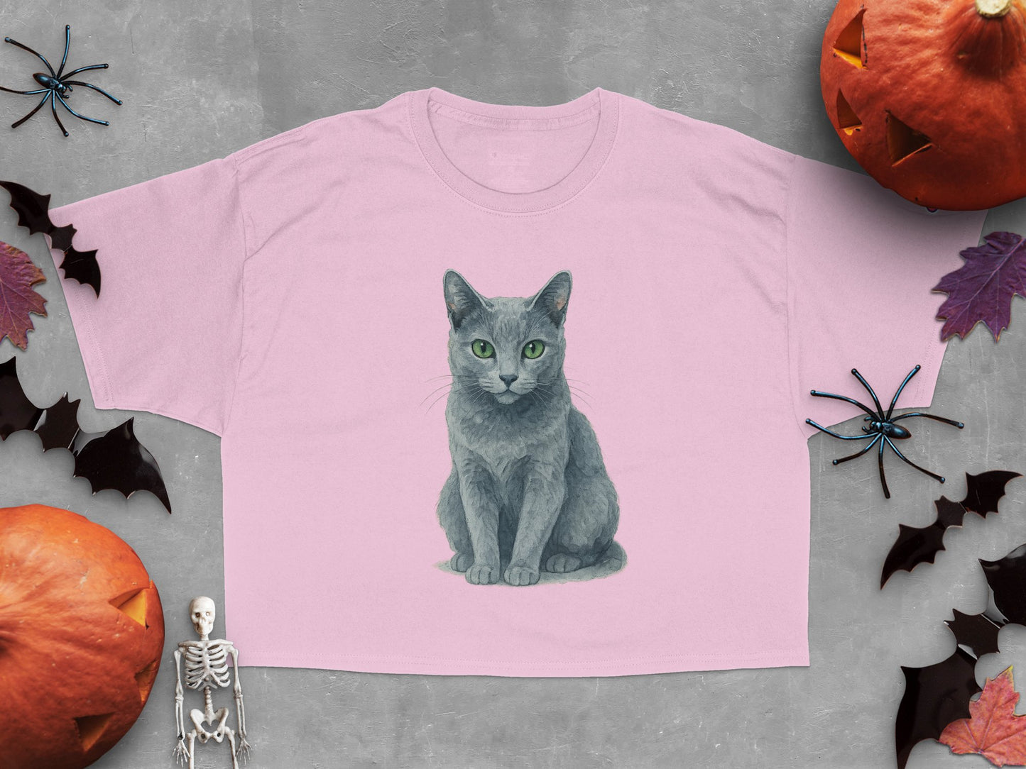 Cute Gray Cat Pink Halloween Themed Shirt product type