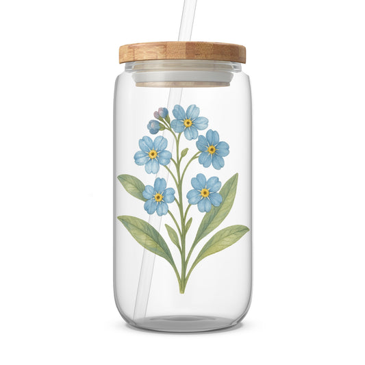 Blue Floral Design Eco-Friendly Bamboo Lid Jar product