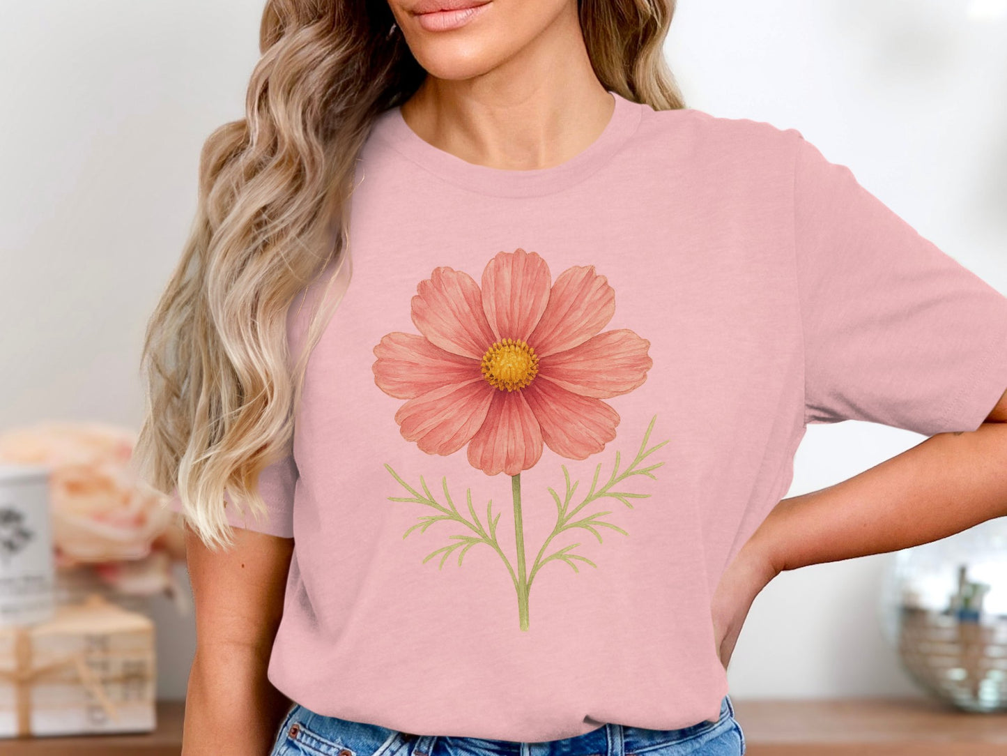 Pink T-shirt with Beautiful Flower Design product type