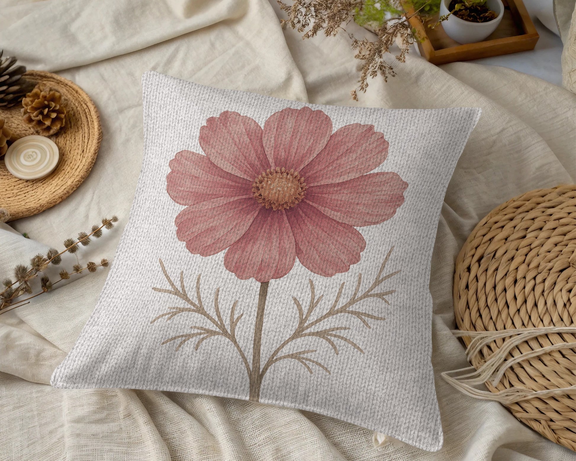 Pink Floral Print Throw Pillow Home Décor product type