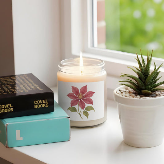 Floral Scented Candle with Red Blossom Design product