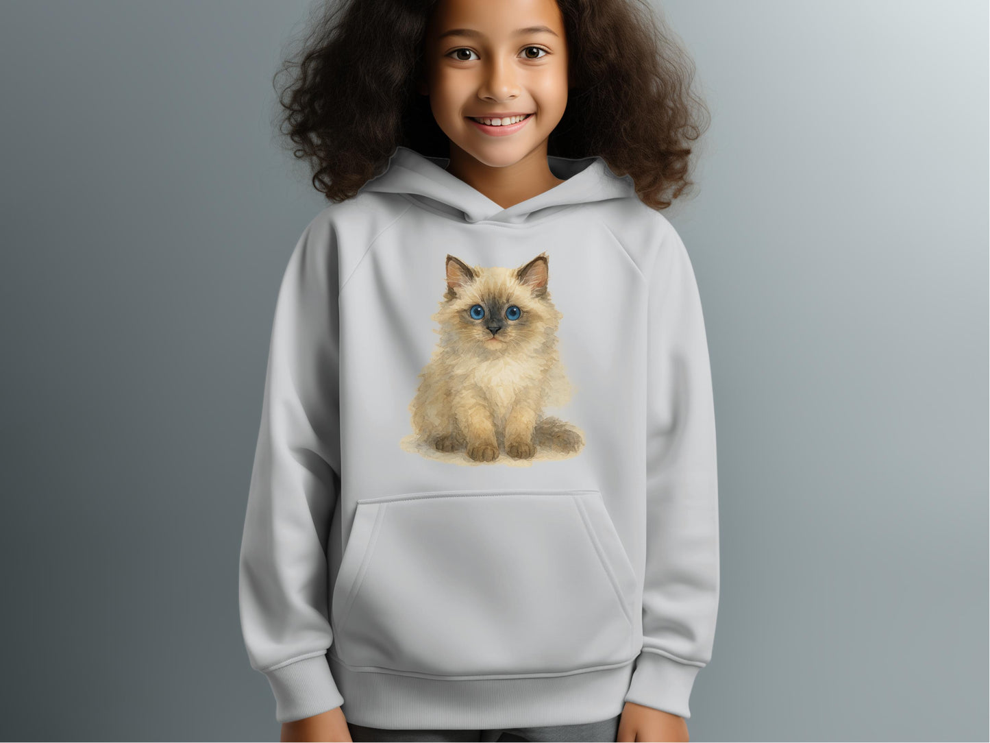 Adorable Fluffy Kitten Graphic on Hooded Sweatshirt product type